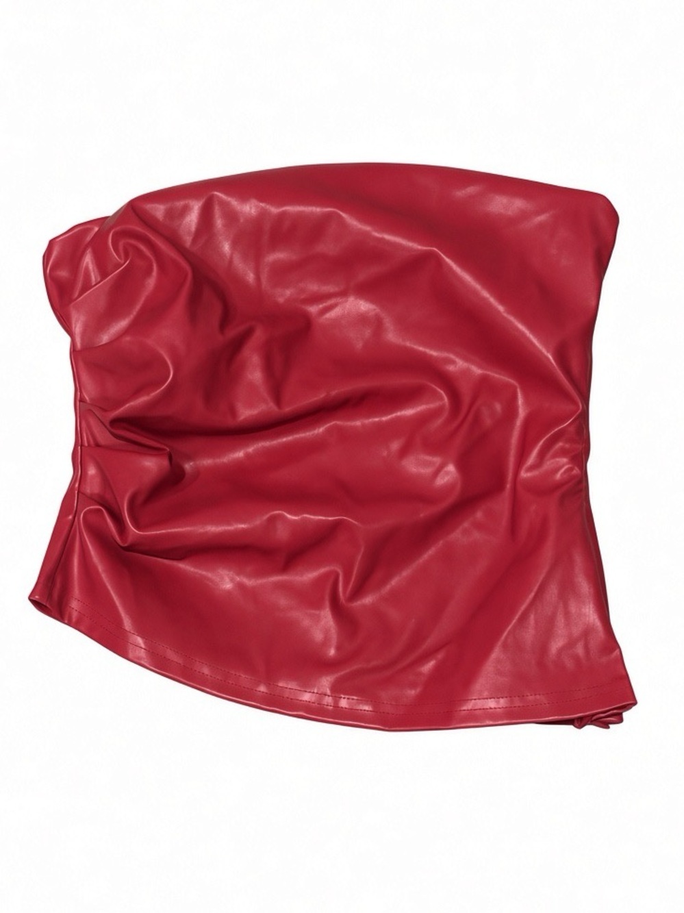 Red Faux Leather Strapless Tube Top